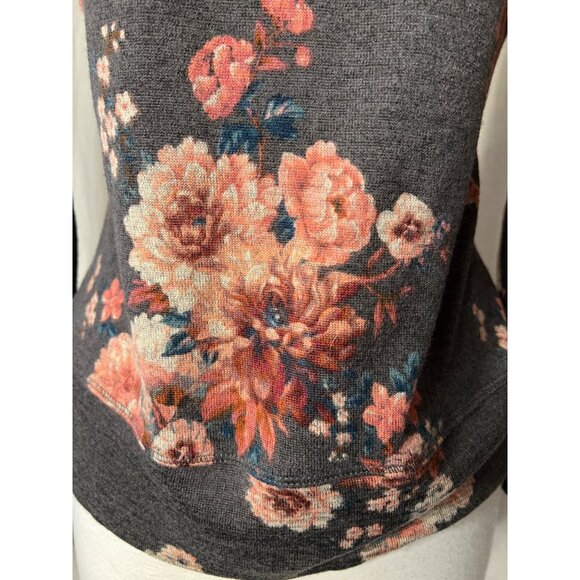 Mason & Bell medium sweater floral V-neck long sleeve gray pink soft - Picture 8 of 10